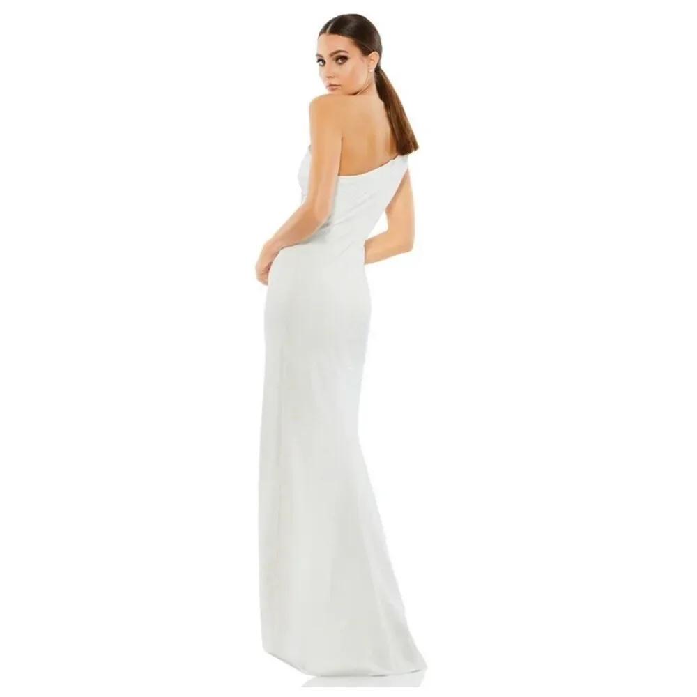 Ieena For Macduggal 26665‎ White Sz 10 Wedding Bride Shower Bridal Slit Bow
